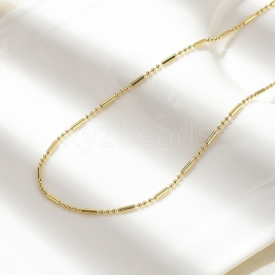 Brass Ball Column Link Chain Necklaces NJEW-A042-06G-1