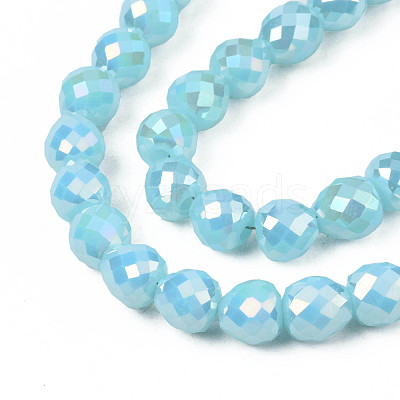 Electroplate Opaque Solid Color Glass Beads Strands EGLA-N002-26-A01-1