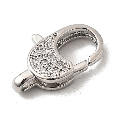 Brass Clear Cubic Zirconia Lobster Claw Clasps KK-Z078-45A-P-1