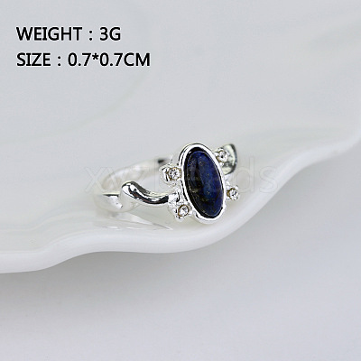 Alloy with Natural Lapis Lazuli Finger Rings FS-WGF3EDB-04-1
