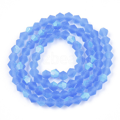 Imitate Austrian Crystal Bicone Frosted Glass Beads Strands GLAA-F029-TM3mm-A07-1