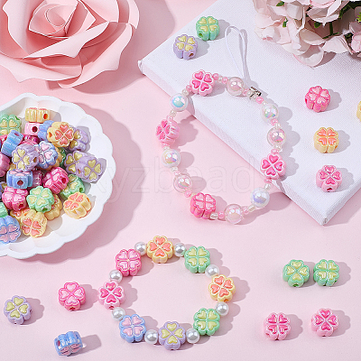 100Pcs Electroplated Opaque Resin Beads RESI-SP0001-59C-1