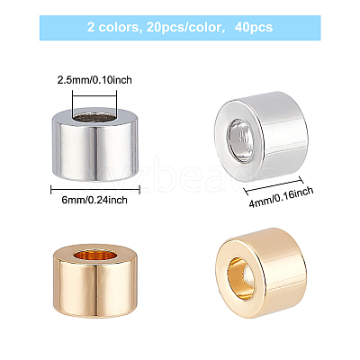 40Pcs 2 Colors Brass Beads KK-BC0009-37-1