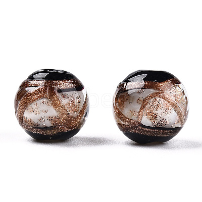 Handmade Gold Sand Lampwork Beads LAMP-T019-8mm-01-1