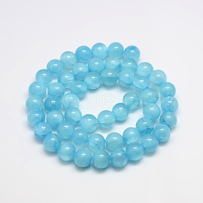 Dyed Natural Green Jade Beads Strands JBS053-8MM-31-1