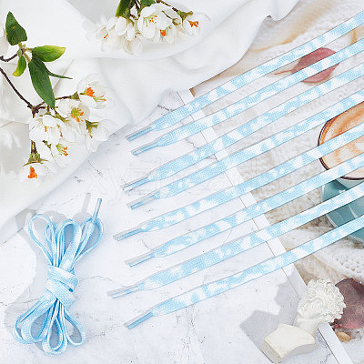 3 Pairs 3 Style Tie-Dye Style Flat Smooth Polyester Shoelaces FIND-GF0004-70C-1