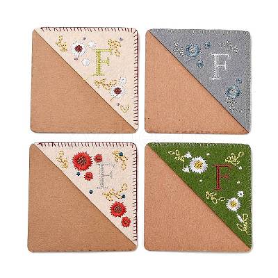 4Pcs Letter Personalized Hand Embroidered Corner Bookmarks JX587F-1