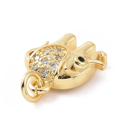 Brass Micro Pave Cubic Zirconia Charms KK-C012-21G-1