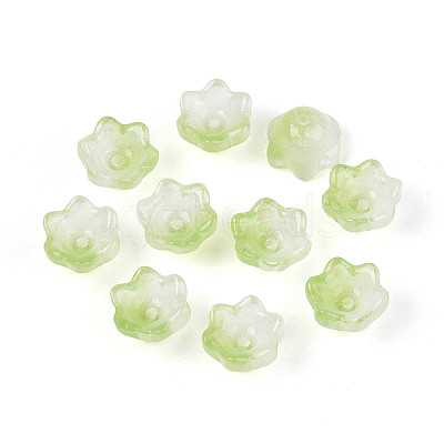 Transparent Two Tone Spray Painted Glass Bead Caps A-GLAA-Q089-002B-010-1