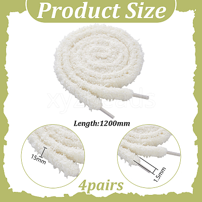 4 Pairs Plush Cloth Shoelaces AJEW-HY0002-72A-1