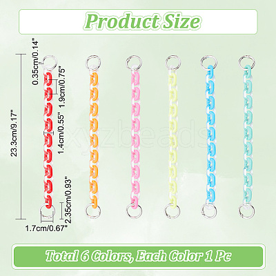 6Pcs 6 Colors Acrylic Cable Chain Short Bag Straps FIND-WR0009-21-1