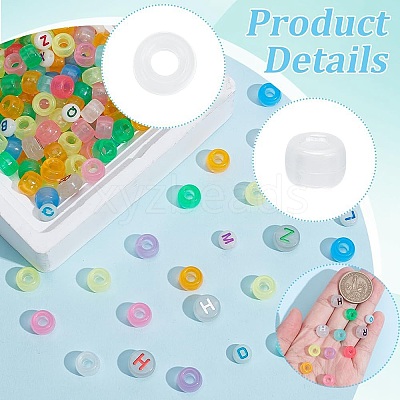 DIY Luminous Flat Round Plastic & Acrylic Beads Bracelet Kits DIY-AR0004-15-1