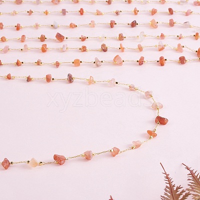 Natural Banded Agate Chips Beaded Chains CHC-SZ0001-62F-1