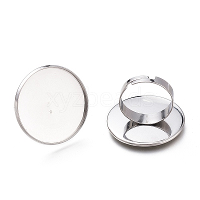 Tarnish Resistant Adjustable 304 Stainless Steel Finger Rings Components STAS-F149-18P-I-1