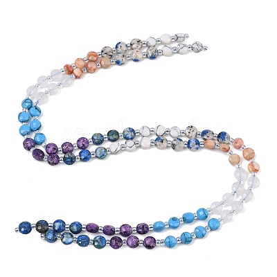 Dyed Natural White Jade & Red Netstone & Quartz Crystal & K2 Stone & Synthetic Turquoise Beads Strands G-Z135-B03-1
