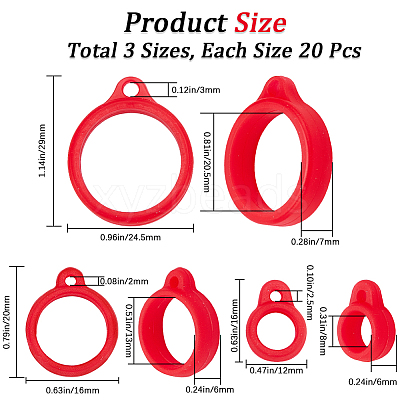 60Pcs 3 Style Silicone Pendant SIL-GF0001-28A-1