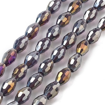 Transparent Electroplate Glass Beads Strands EGLA-A037-T6x8mm-B14-1