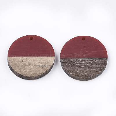 Resin & Walnut Wood Pendants X-RESI-S358-02B-12-1