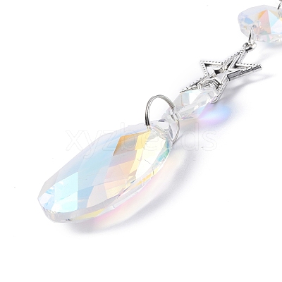 AB Color Plated Crystal Teardrop Big Pendant Decorations HJEW-G019-03B-1
