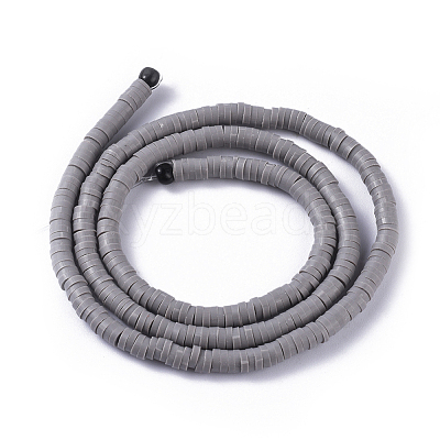 Flat Round Handmade Polymer Clay Bead Spacers CLAY-R067-4.0mm-40-1