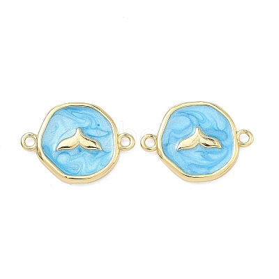 Ocean Brass Enamel Connector Charms KK-C251-05G-02-1