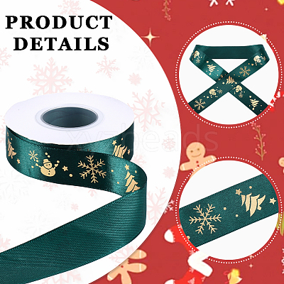 1 Roll Christmas Printed Polyester Grosgrain Ribbons OCOR-CY0002-93-1