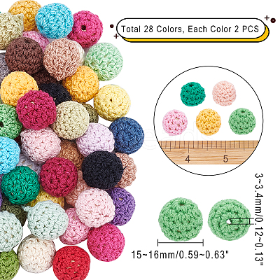 56Pcs 28 Colors Organic Wool Fabric Beads FIND-CA0003-74-1