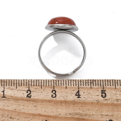 Half Round Natural Red Jasper Finger Rings RJEW-M062-01P-19-1