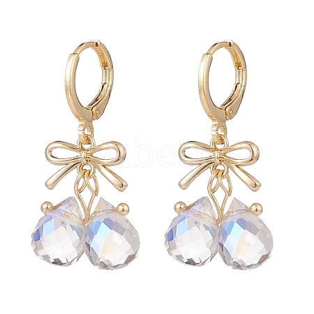 Alloy Bowknot with Glass Teardrop Dangle Leverback Earrings EJEW-TA00114-1