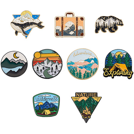 10Pcs 10 Style 
Creative Zinc Alloy Brooches JEWB-YS0001-06-1