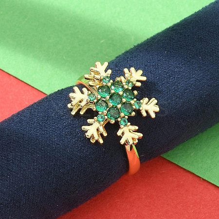 Snowflake Rotatable Open Cuff Rings for Women RJEW-R007-01G-1