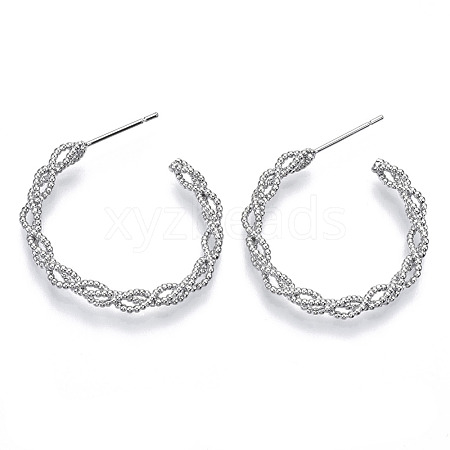Brass Half Hoop Earrings KK-N232-108P-NF-1