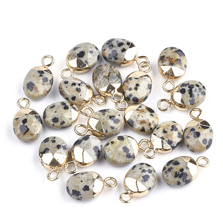 Electroplate Natural Dalmatian Jasper Charms X-G-S344-09C-1