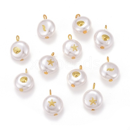 Eco-Friendly Plastic Imitation Pearl Beads Pendants PALLOY-JF00653-1