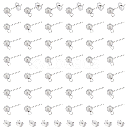 Unicraftale 100Pcs 304 Stainless Steel Ball Post Stud Earring Findings STAS-UN0056-39-1