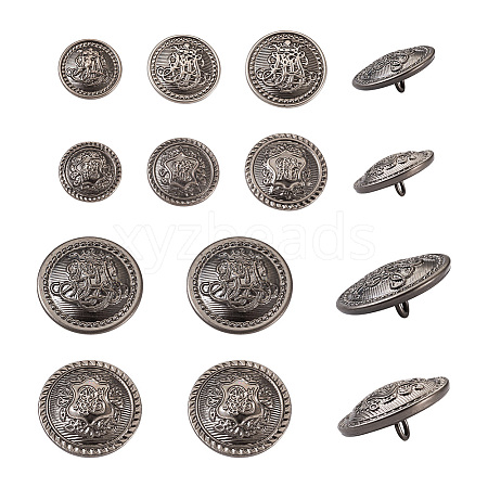 80 Pcs 8 Styles Brass Shank Buttons BUTT-TA0001-10-1