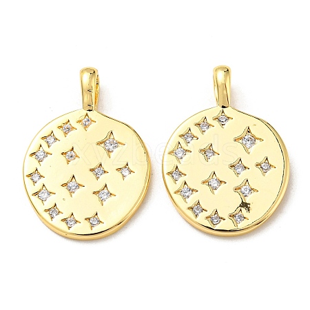 Brass Micro Pave Cubic Zirconia Pendants X-KK-Q809-06G-1