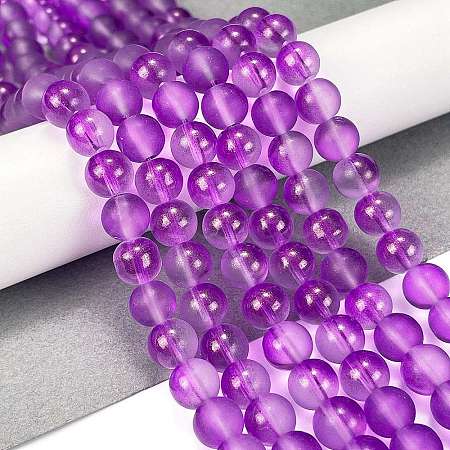 Frosted Transparent Glass Bead Strands X1-GLAA-P065-8mm-15-1
