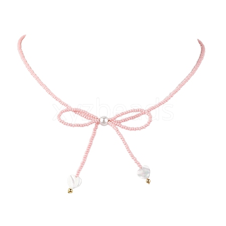 Glass Seed Pendants Necklaces for Women NJEW-MZ00031-05-1