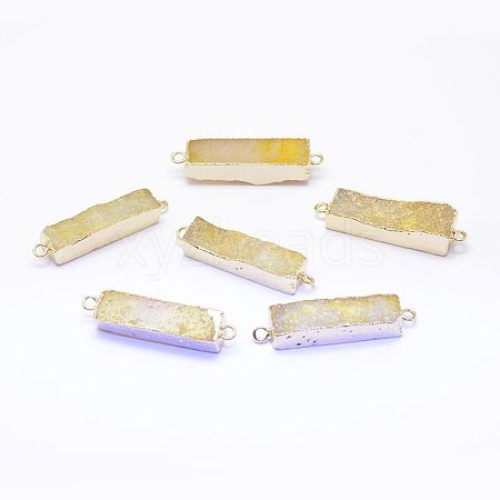 Electroplated Natural Druzy Agate Links/Connectors G-G656-02C-1