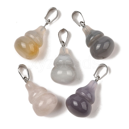 Natural Grey Agate Pendants G-B127-03P-19-1