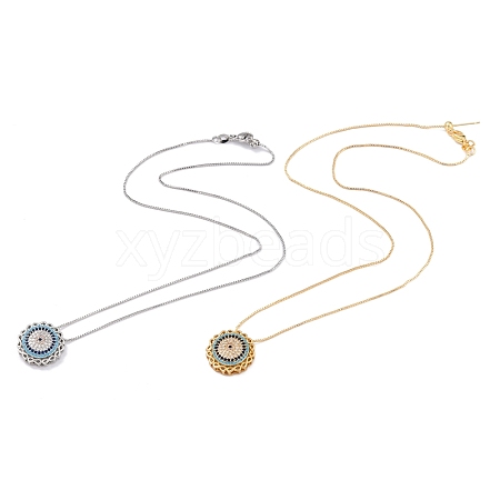 Brass Micro Pave Cubic Zirconia Pendant Necklaces NJEW-B079-03-1