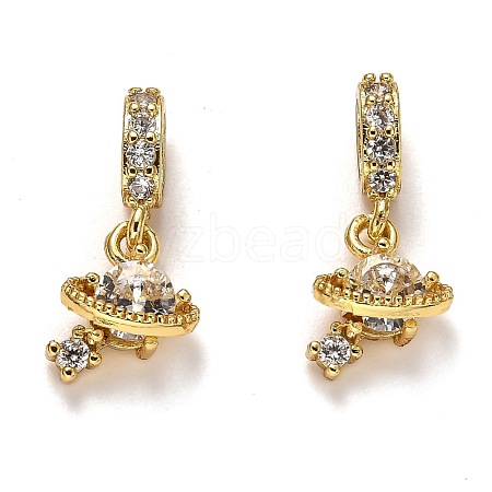 Brass Micro Pave Clear Cubic Zirconia European Dangle Charms ZIRC-H119-02G-1