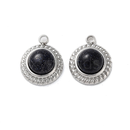 Synthetic Blue Goldstone Half Round Charms STAS-L022-399P-02-1