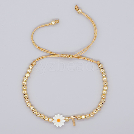 Golden Tone Daisy Braided Bead Bracelets WY1454-20-1