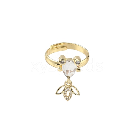 Brass Micro Pave Cubic Zirconia Adjustable Finger Rings for Women RJEW-K307-01G-22-1