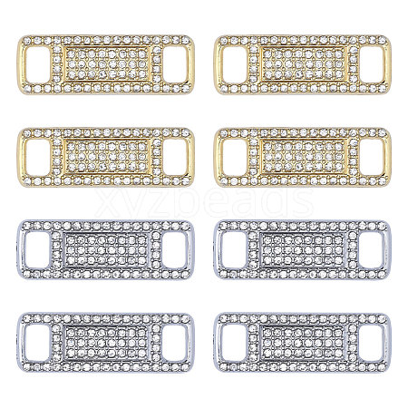 Globleland 8Pcs 2 Colors Alloy Rhinestone Shoelace Buckle FIND-GL0001-76-1