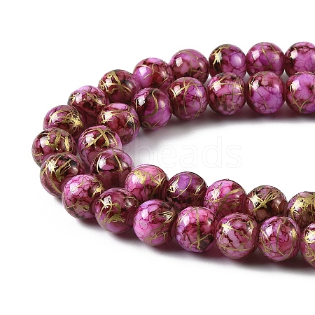 3Strands Baking Paint Glass Beads Strands DGLA-YW0001-55D-1