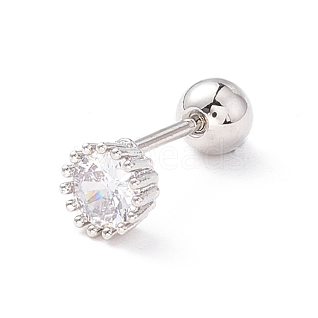 Flat Round Clear Cubic Zirconia Stud Earrings for Women EJEW-A065-04P-1