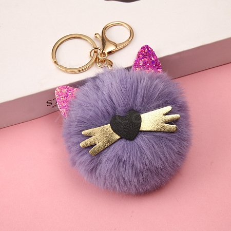 Cat Furry Pom-Pom Keychain for Women PW-WGCD87C-04-1